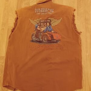 Biker Design Sturgis 2011 Biker Vest Men's 2XL Motorcycle Graphic Vintage Brown
